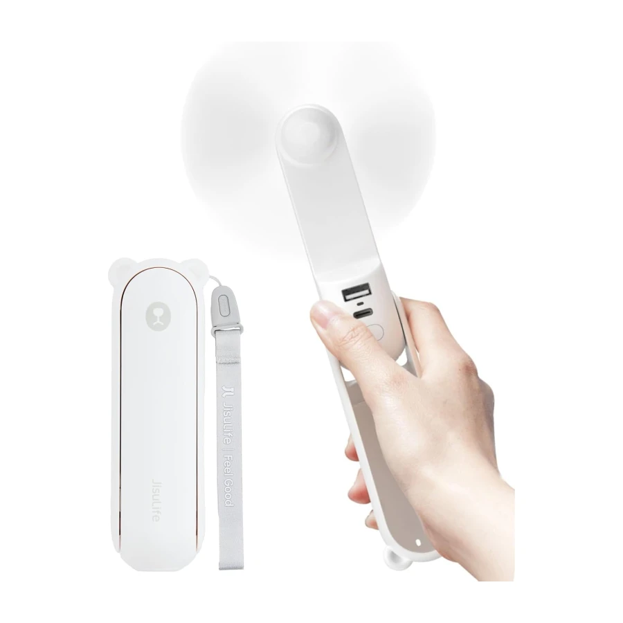 JISULIFE Handheld Fan 8 Plus: 40H Cooling & 4500mAh PowerBank & Flashlight