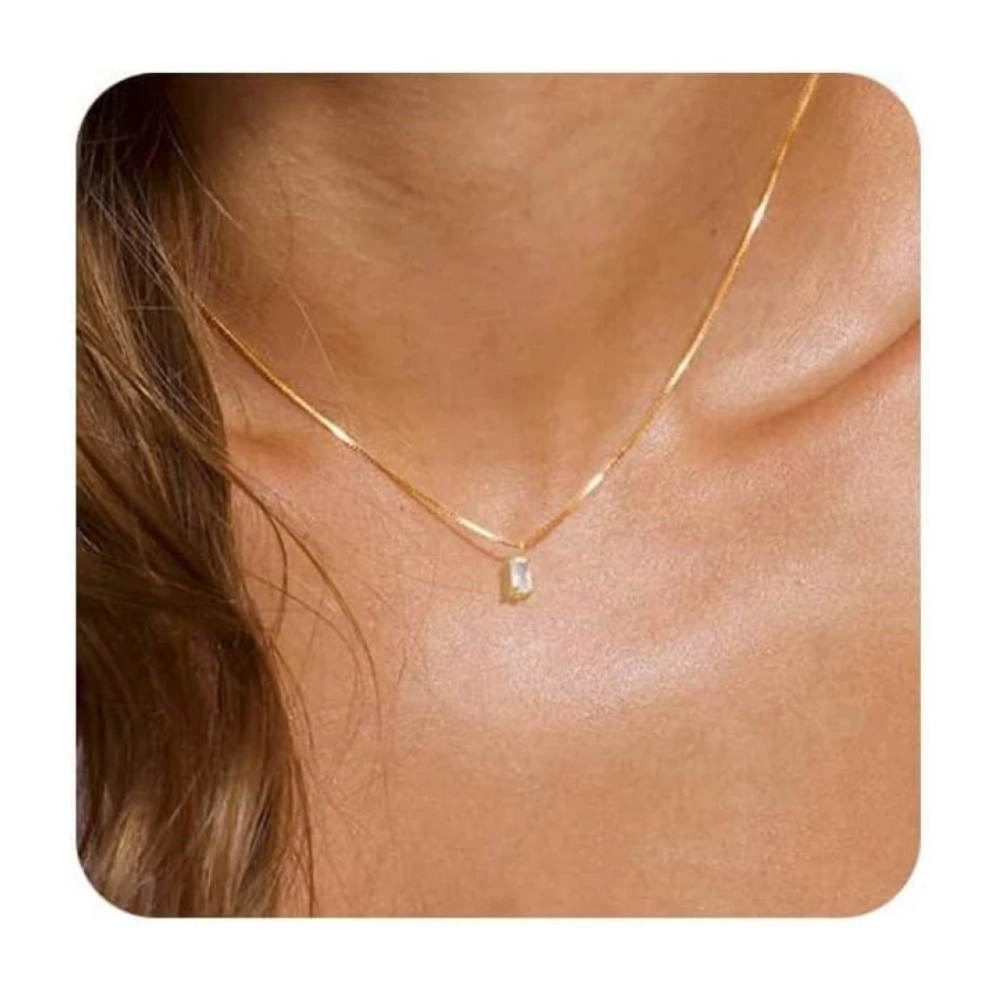 ZHESHY 14K Gold Plated Birthstone Necklace for Women