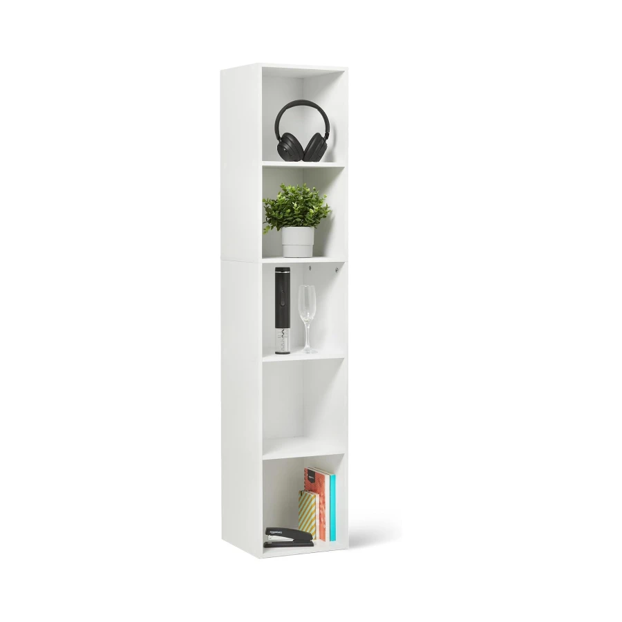 Amazon Basics 5-Cube Bookcase Compatible with Fabric Storage Cube Organizers, White