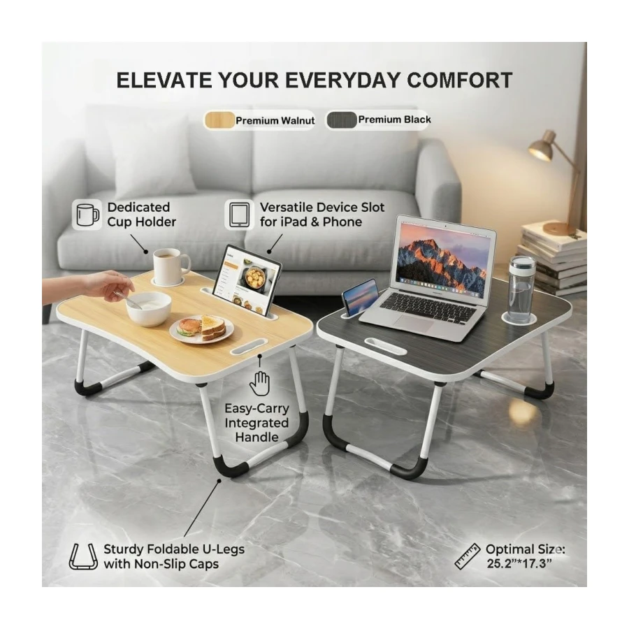Portable Foldable Laptop Bed Desk, Adjustable Laptop Tray Table