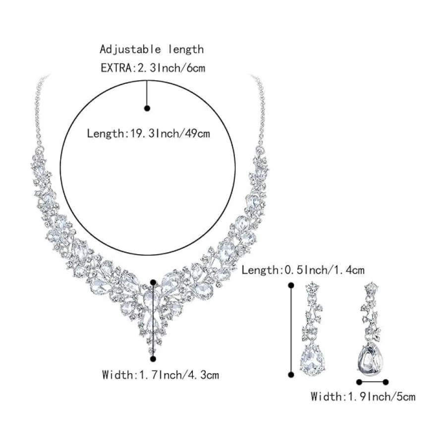Women's Wedding Bridal Austrian Crystal Teardrop Cluster