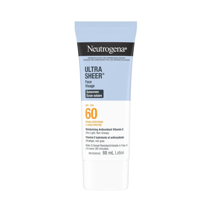 Neutrogena Ultra Sheer Face Sunscreen SPF 60, non-greasy, lightweight, 88 mL (Twin Pack)