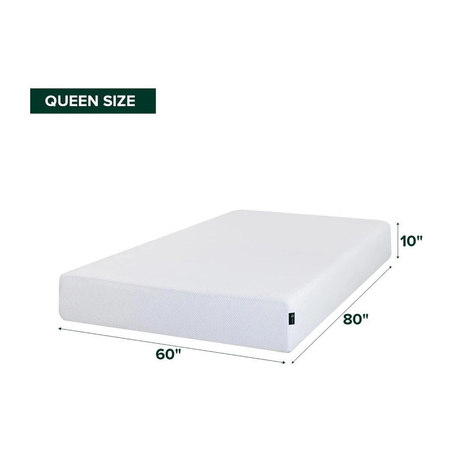 Zinus Queen Mattress - 10 Inch Green Tea Cooling Gel Memory Foam Mattress