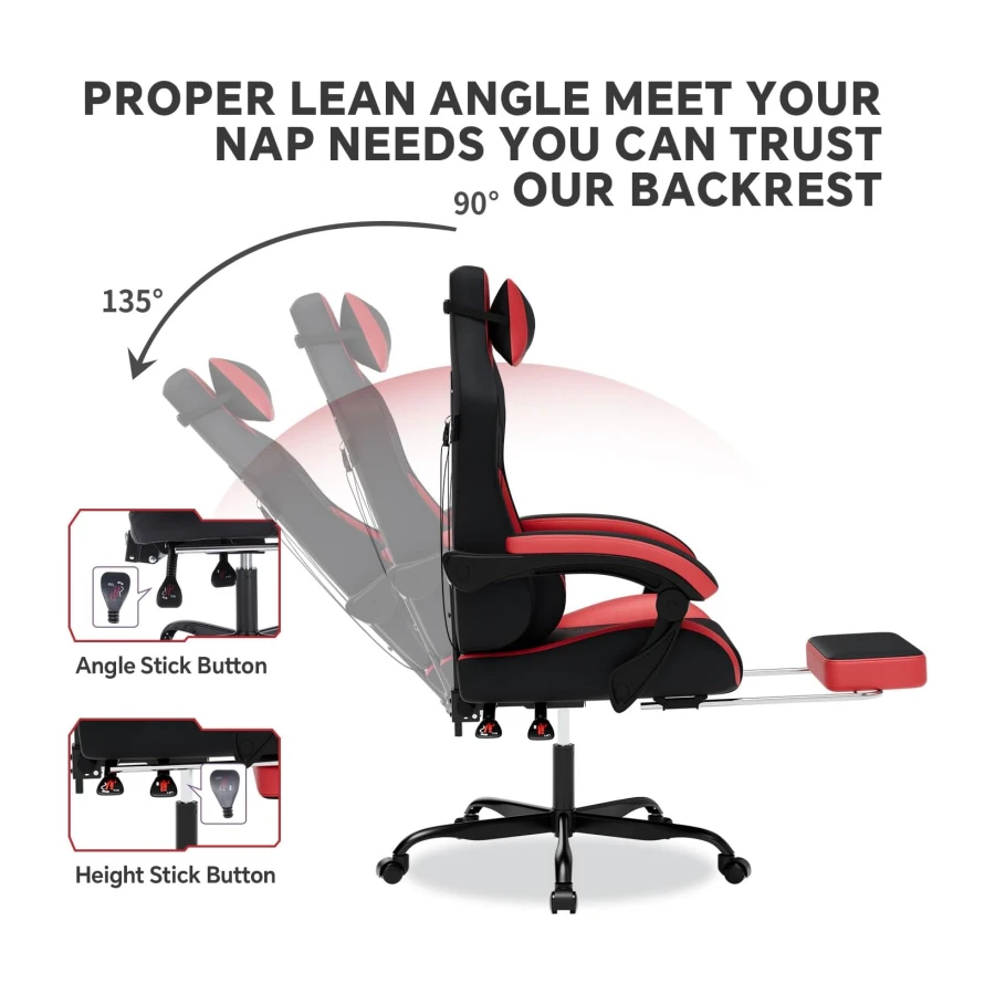 Gaming Chair with Footrest,High Back with Massage Reclining Computer Chair