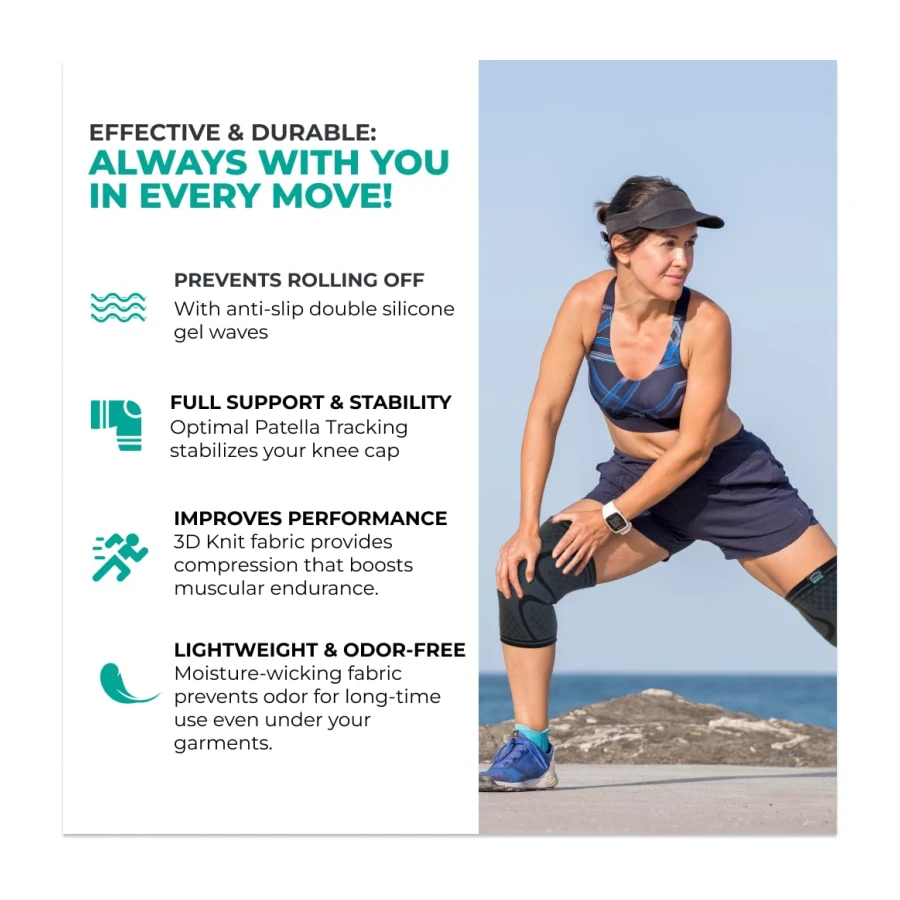 Modvel Compression Knee Brace for Women & Men - 2 Pack Knee Brace for Women Running Knee Pain, Knee Support