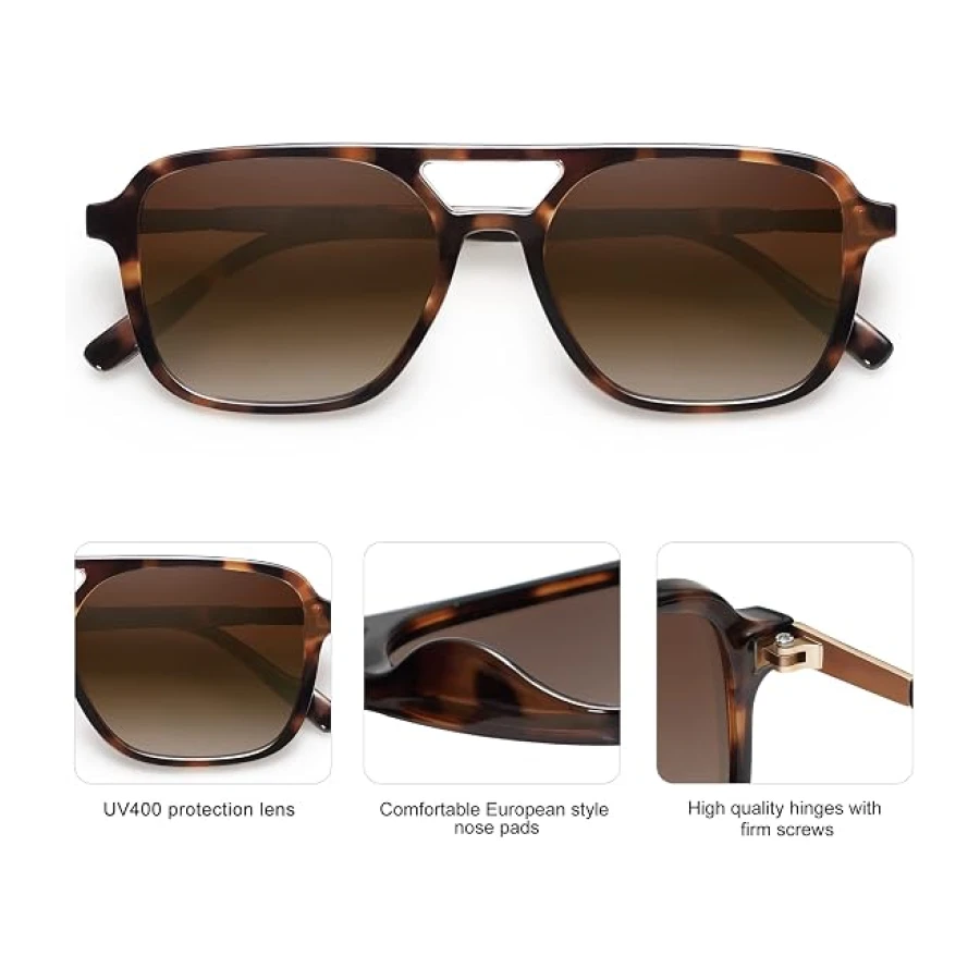 SOJOS Retro Aviator Sunglasses for Women Men,Trendy Rectangle Womens Mens Shades Sun Glasses SJ2202