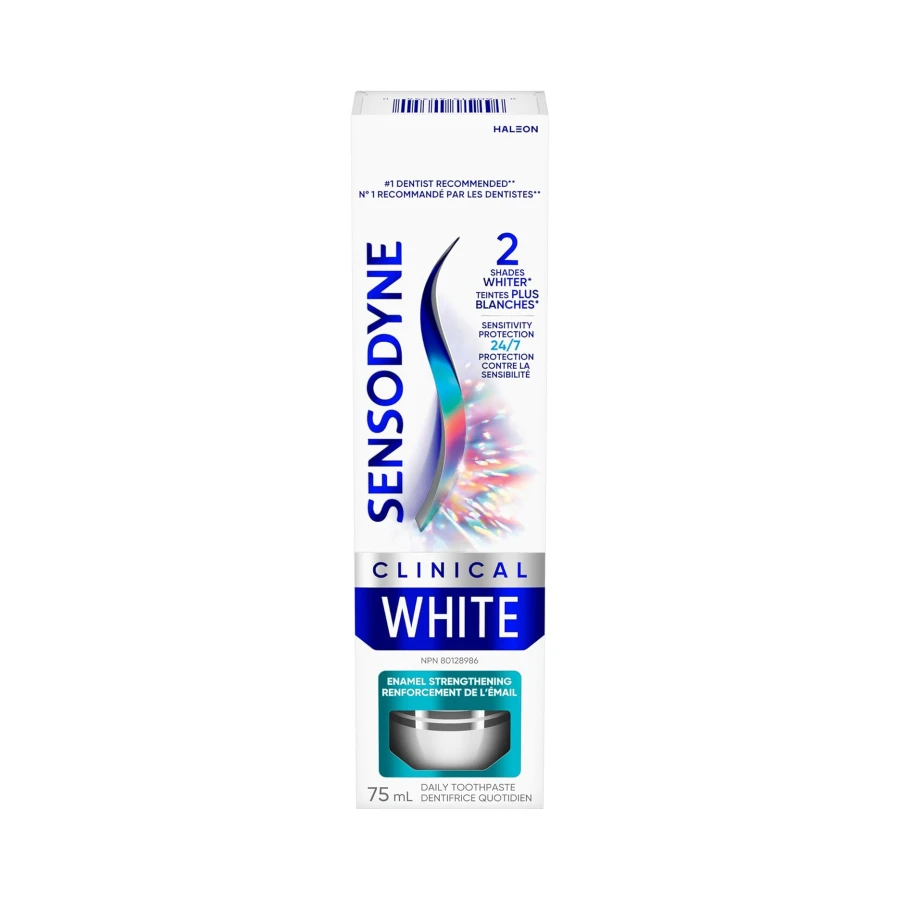 SENSODYNE Clinical White Toothpaste, Sensitivity Protection, Enamel Strengthening, 75mL