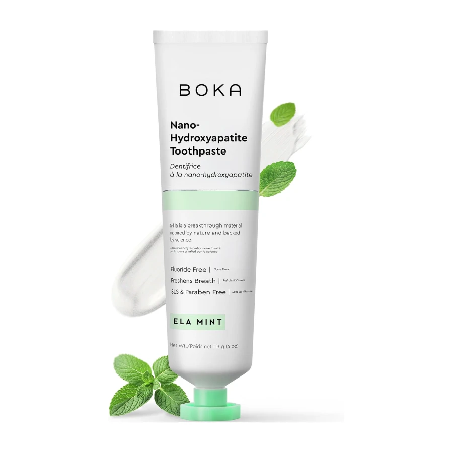 Boka Toothpaste - Fluoride Free, Nano Hydroxyapatite Toothpaste | Appropriate for Sensitive Teeth - Adult Oral Care - Ela Mint - 4 Oz, 1PK