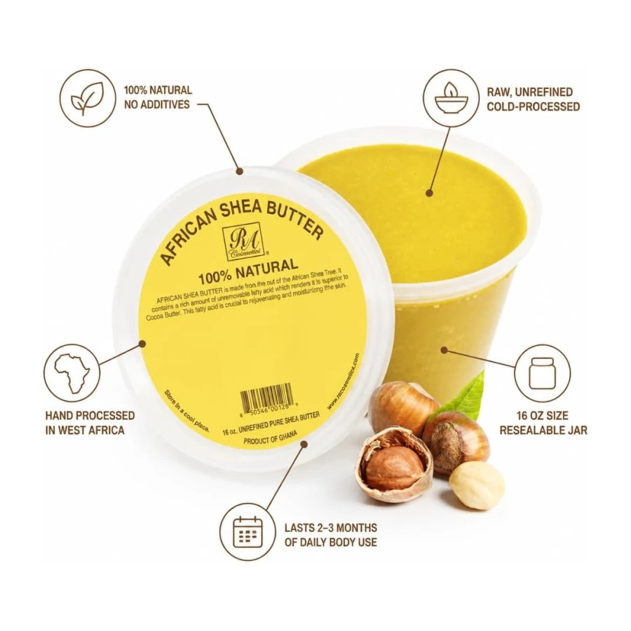 Ra Cosmetics African Shea Butter 100% Natural, 16 Oz