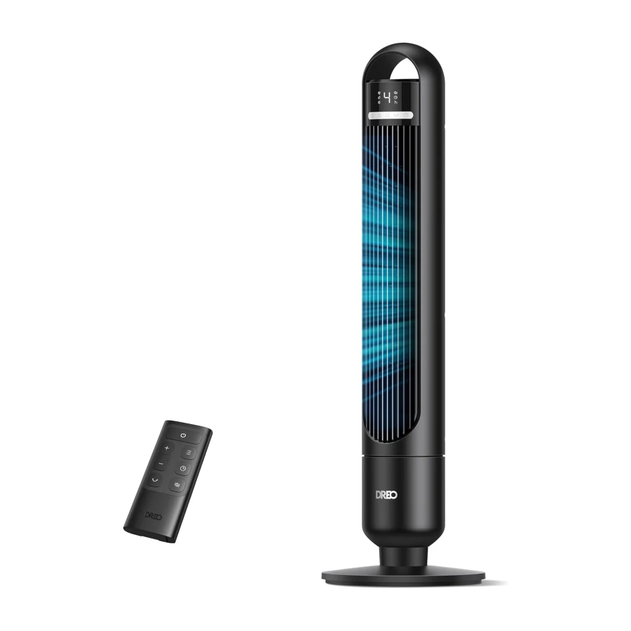DREO Tower Fan for Bedroom, 90° Oscillating Standing Fans for Room with 4 Speeds, 3 Modes, 28dB Quiet for Sleep