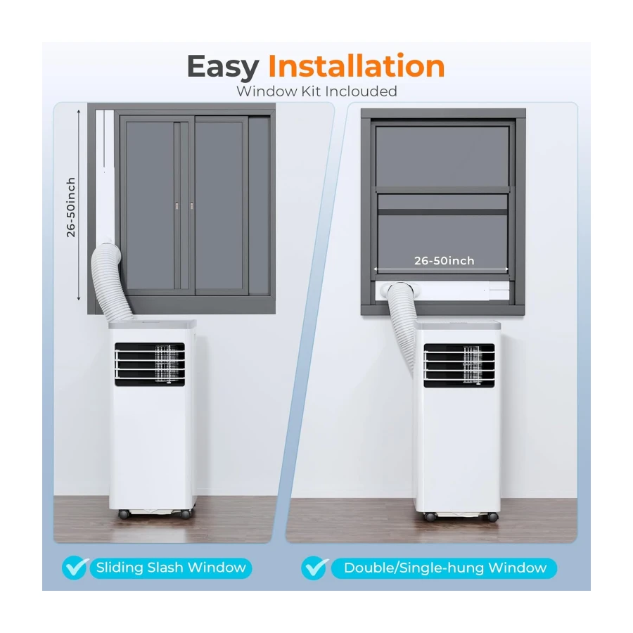 Portable Air Conditioner 10,000 BTU, 3-in-1 AC Unit with Cooling Fan Dehumidifier for Cools up to 450 sq. ft, 24H Timer, 2 Speeds, Remote Control, LED Display, for Bedroom/Office/Home, White