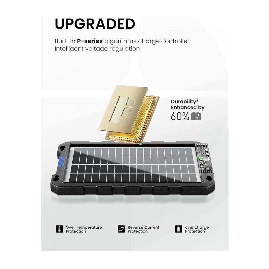 Solar Battery Trickle Charger for Car Battery, Portable and Waterproof Solar Battery Maintainer, Amorphous Silicon Solar Panel car Battery Charger (Solar Battery Charger 7.5W