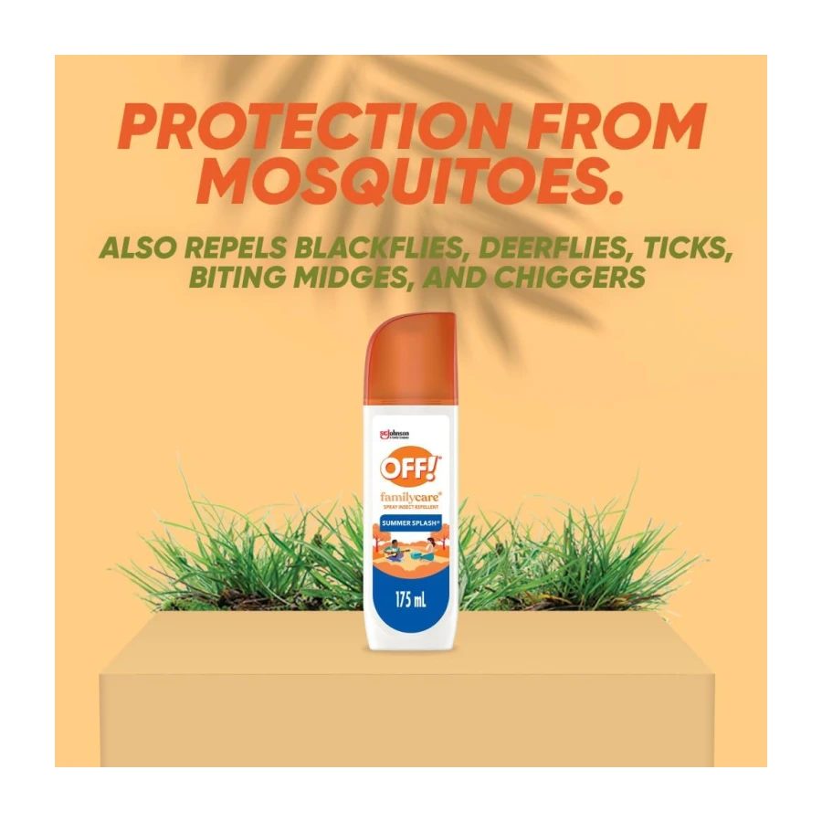 OFF! FamilyCare Insect and Mosquito Repellent, Bug Spray with 7% Deet, Ideal Camping, Hiking, and Hunting Essentials, Bug Repellent Safe for Clothing, Summer Scent, 175mL (Packaging May Vary)