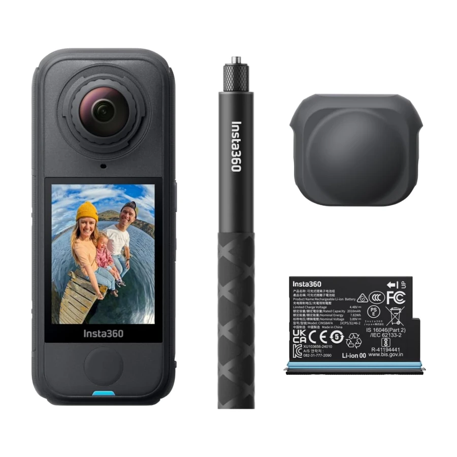 Insta360 X4 Air Starter Bundle - Lightweight 165g 8K 360 Camera, Invisible Selfie Stick, Replaceable Lenses, Shoot First & Frame Later, Built-in Wind Guard, FlowState Stabilization, AI-Powered App