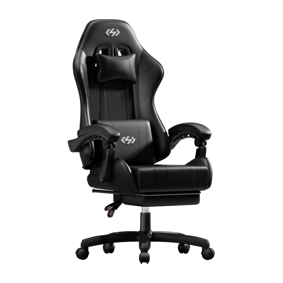 HLDIRECT Gaming Chair with Footrest & Lumbar Support for Adults