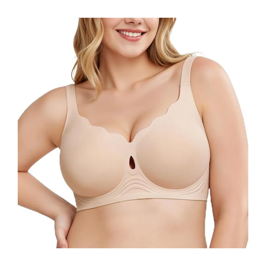 UIMERO Jelly Wireless Bra for Women Wave Push Up Seamless T-Shirt Bras Comfortable Full Coverage Bralettes Lift Everyday Bras