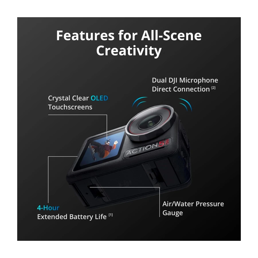 DJI Osmo Action 5 Pro Essential Combo, Waterproof Action Camera with 1/1.3" Sensor, 4K/120fps Video, Subject Tracking, Stabilization, Dual OLED Touchscreens, Action Camera 4K Ideal for Sports, Vlog