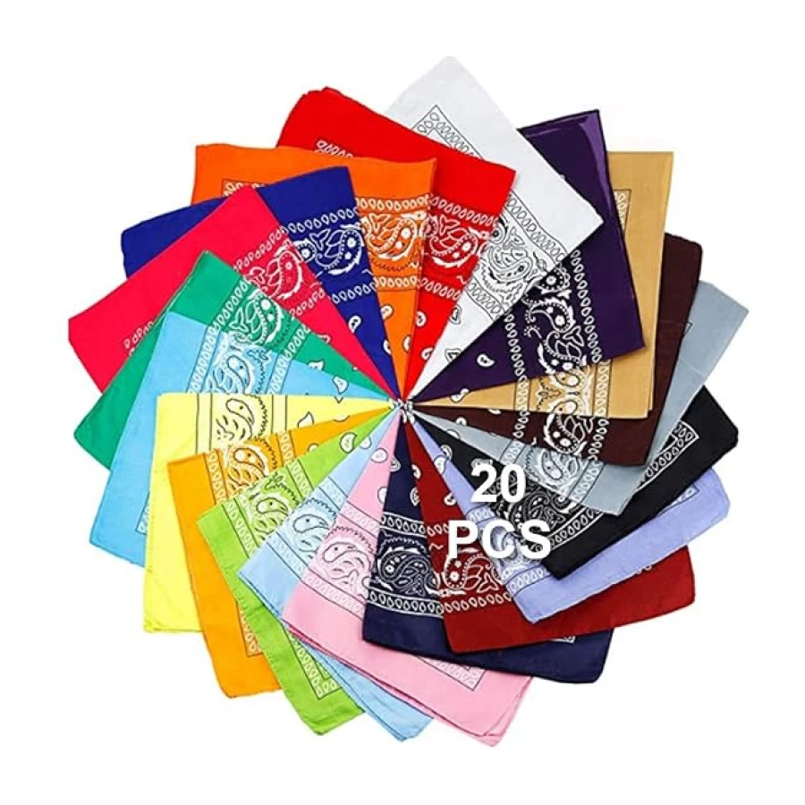 20Pcs Paisley Bandanas Cowboy Bandana Polyester Headbands Handkerchiefs Scarf