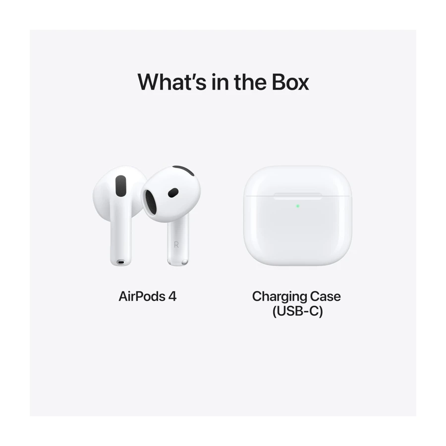 Apple AirPods 4 Wireless Earbuds, Bluetooth Headphones, Personalized Spatial Audio, Sweat- and Water-Resistant
