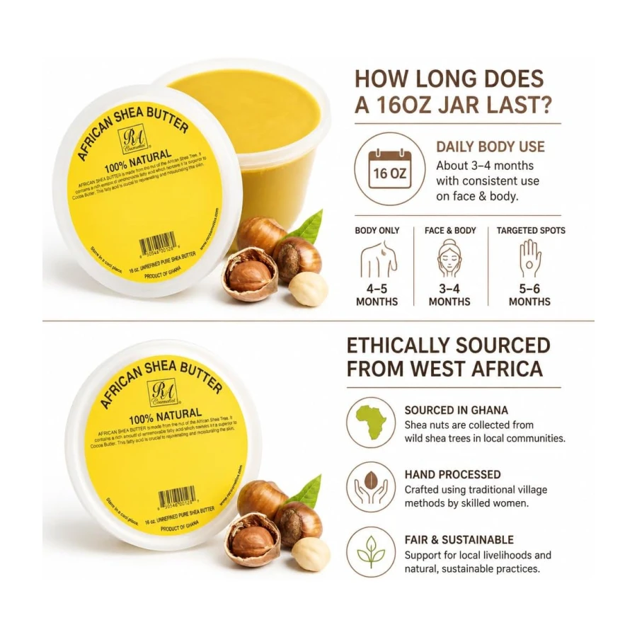 Ra Cosmetics African Shea Butter 100% Natural, 16 Oz