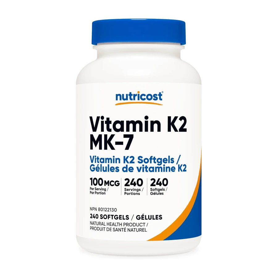 Nutricost Vitamin K2 MK-7 (100mcg) 240 Softgels - Vitamin K2 Softgels