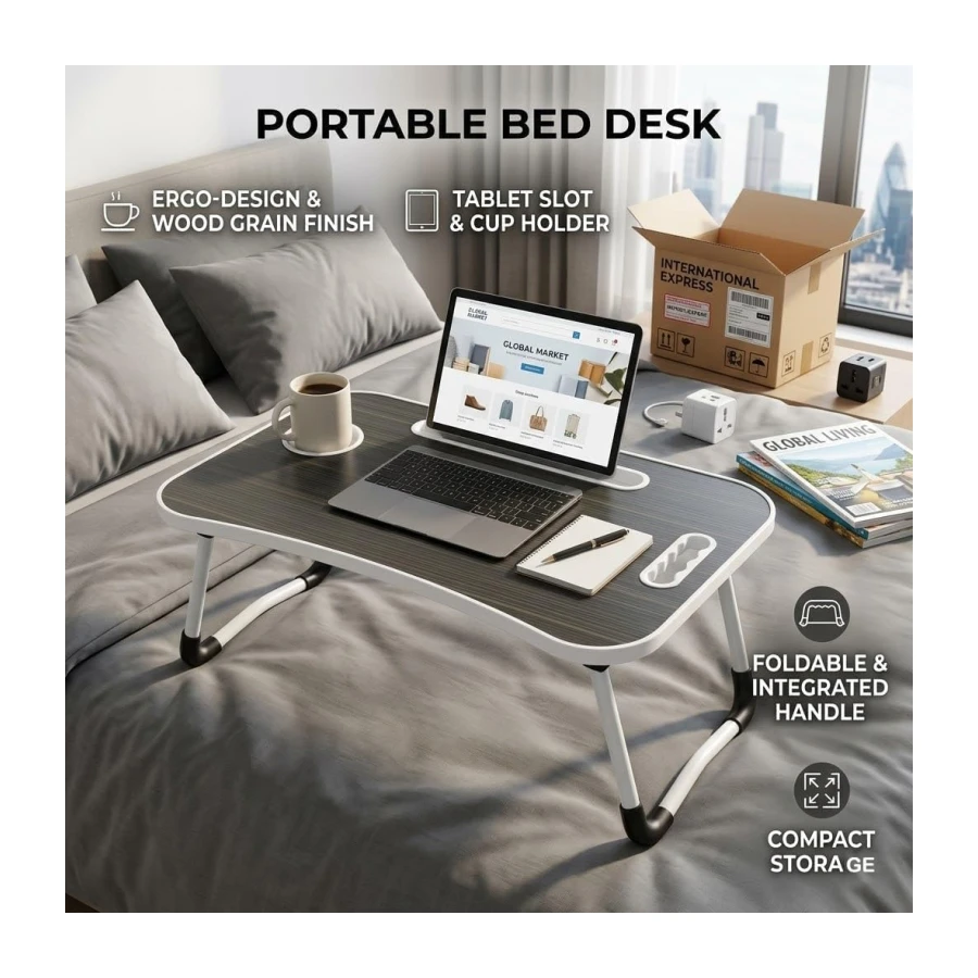 Portable Foldable Laptop Bed Desk, Adjustable Laptop Tray Table