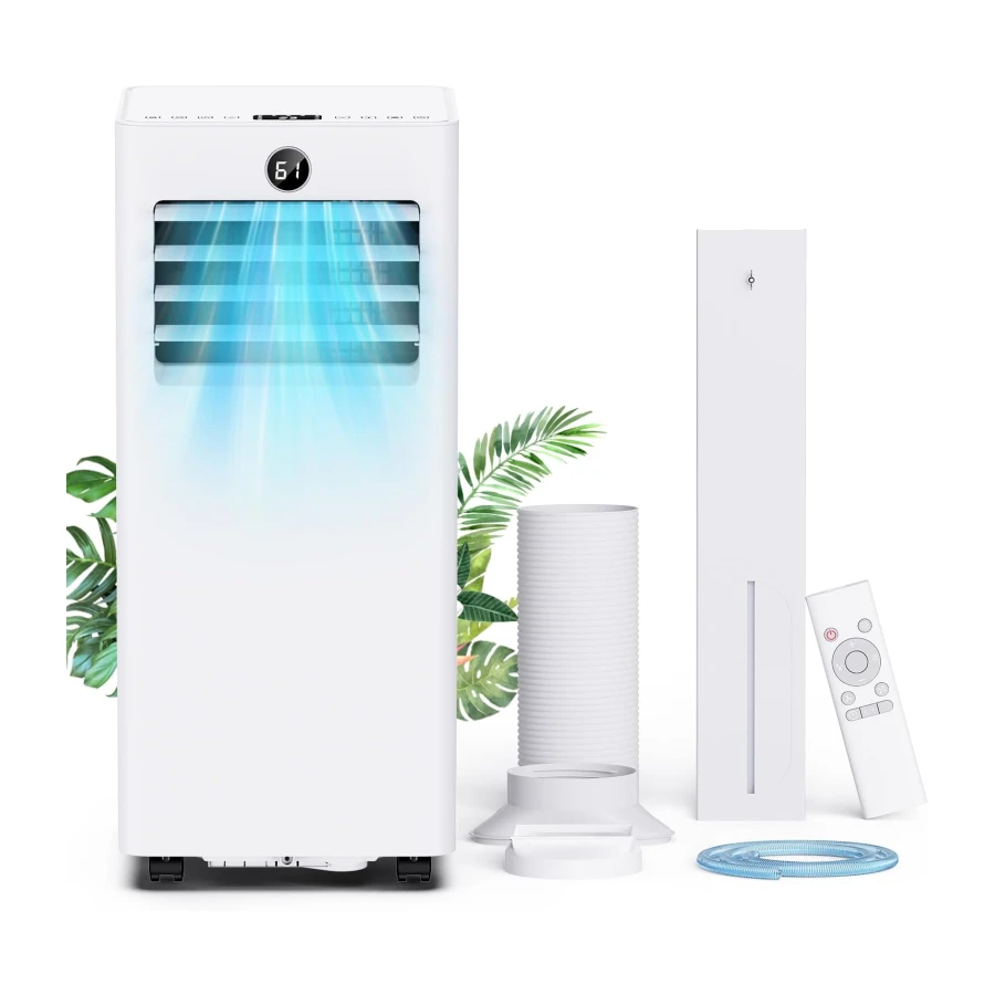 4-in-1 Portable Air Conditioner 8000 BTU, Air Conditioner Unit with Cooling Fan Dehumidifier Modes, Timer, LED Display, 2 Control Ways & Window Kit, Compact AC for Room, Office, Bedroom, Baseroom