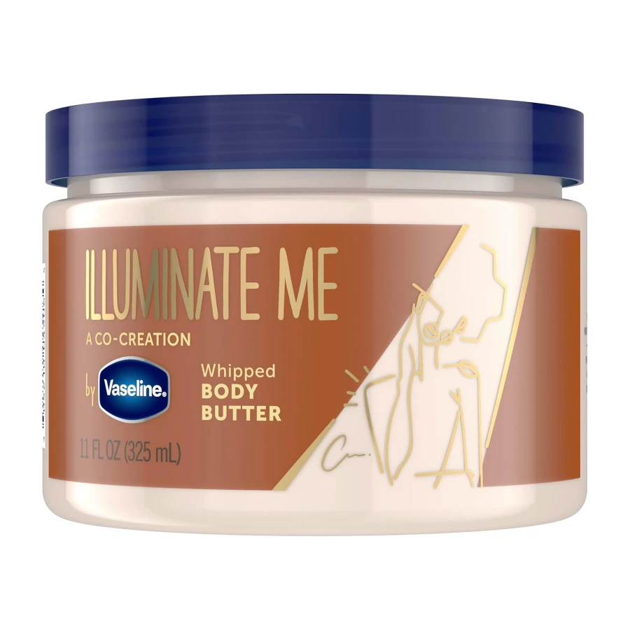 Vaseline Illuminate Me Shea Butter Whipped Body Butter for Melanin Rich Skin Provides 24 Hour Moisturization for Dry Skin 325mL