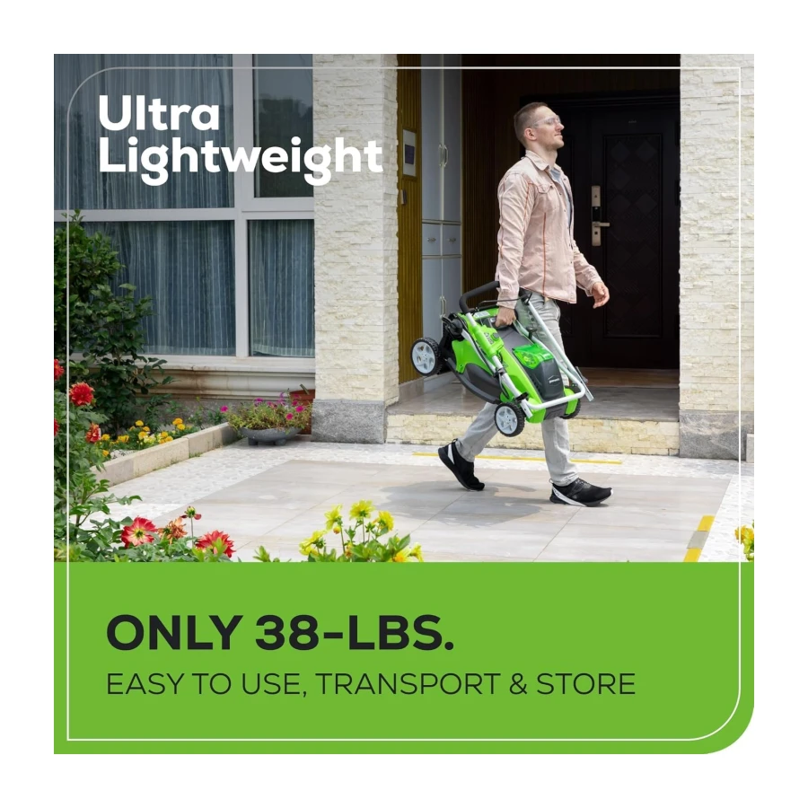 Greenworks 40V 16-inch Cordless Lawn Mower, 4.0 Ah Battery and Charger Included 25242