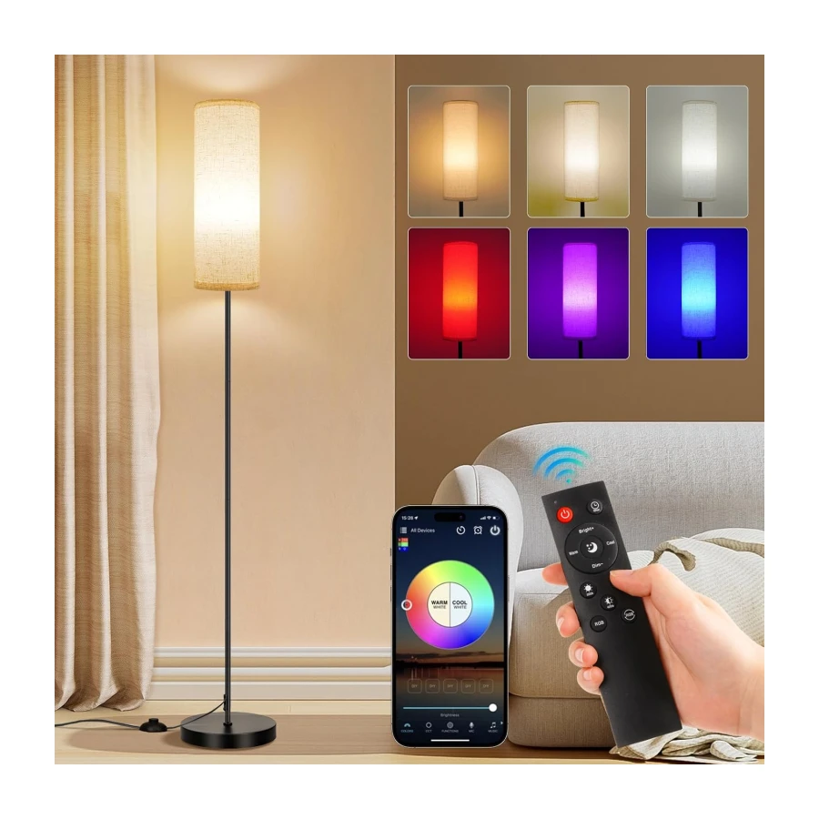 RIDEKO HOME Floor Lamp, 9W 800LM Color Changing Smart Bulb