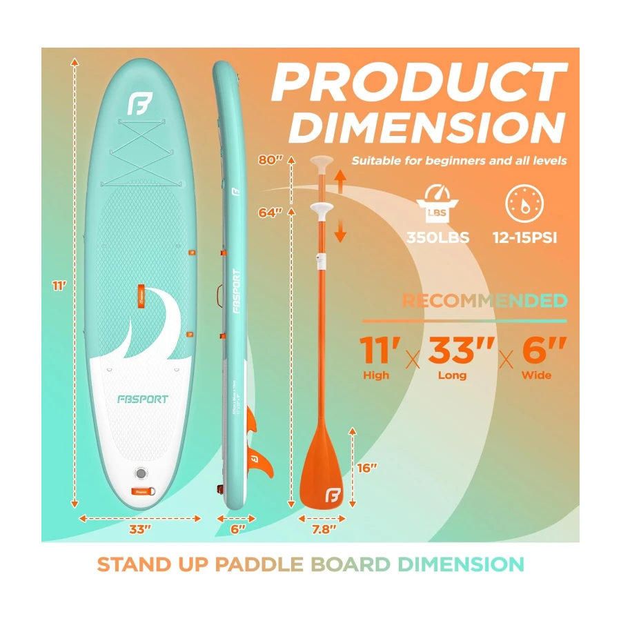 Premium Inflatable Stand Up Paddle Board Inflatable(6 inches Thick) with Durable SUP Accessories & Carry Bag | Wide Stance, Surf Control, Non-Slip Deck, Leash, Paddle and Pump for Youth & Adult