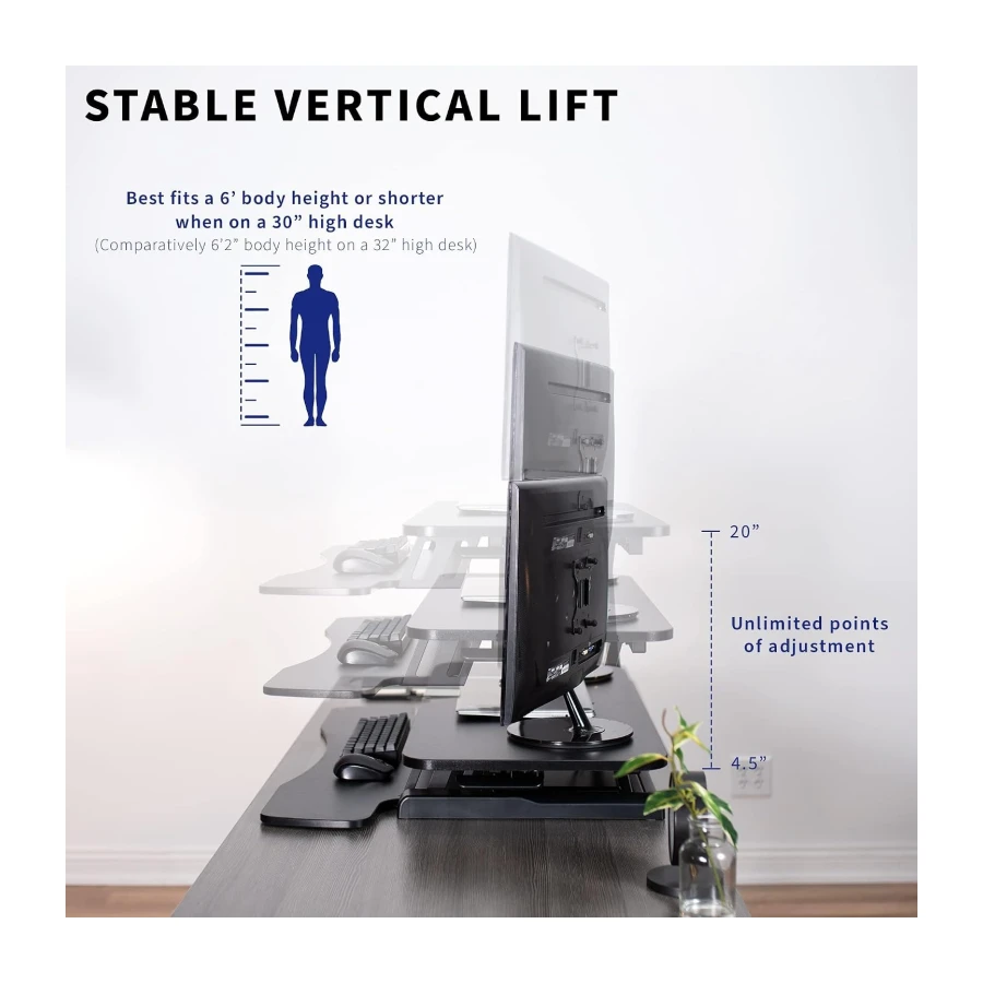VIVO 36 inch Desk Converter, K Series, Height Adjustable Sit to Stand Riser
