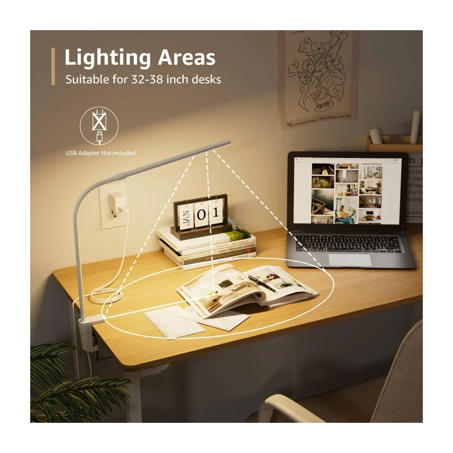 Lepro Small LED Desk Lamp with Clamp, USB Powered Clip on Light for Reading