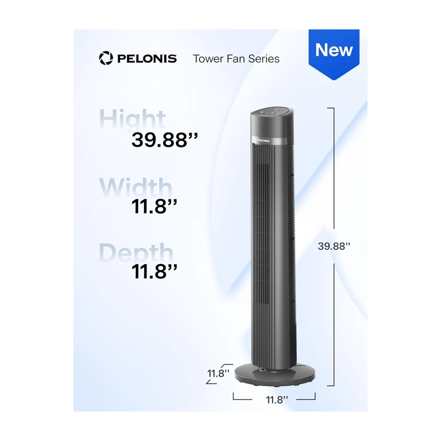 PELONIS Oscillating Tower Fan with Remote Control 40’’ Quiet Stand Up Fan with 3 Speed Settings and 3 Modes