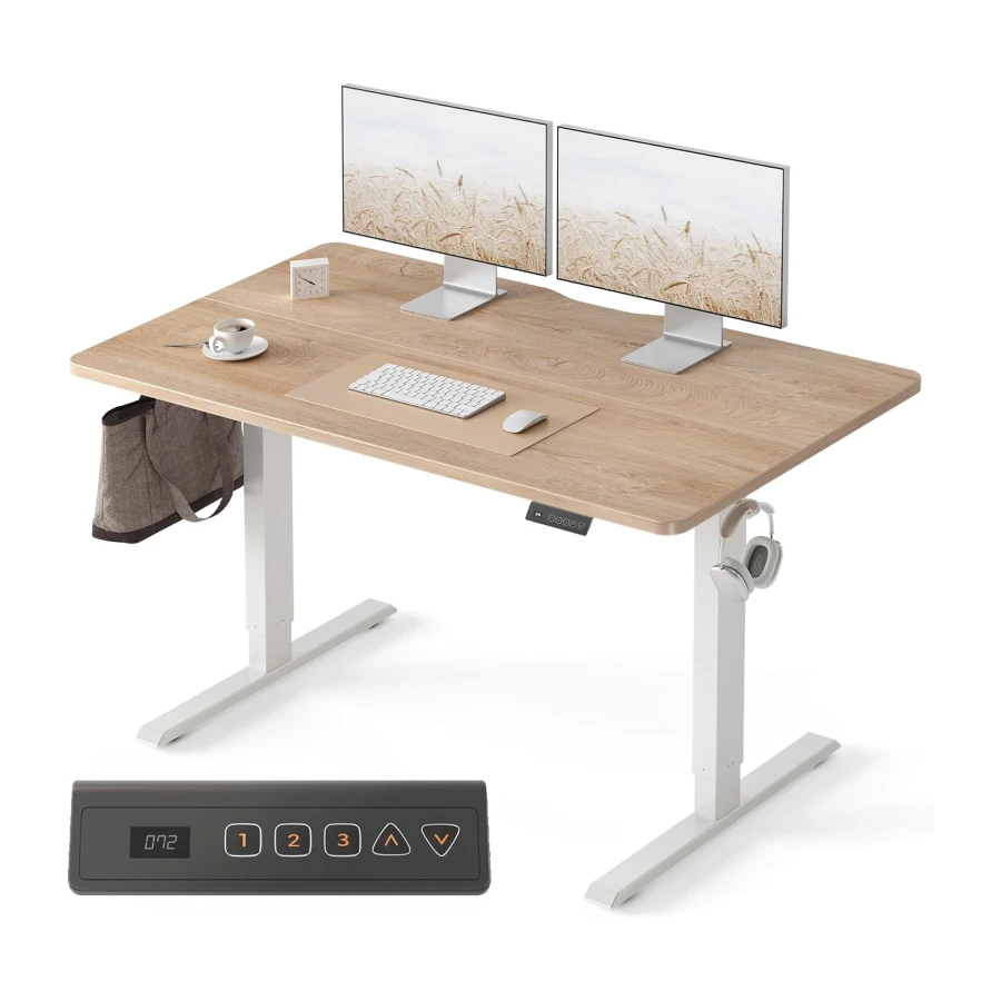 FEZIBO Standing Desk 47 x 24 Inch, Height Adjustable Desk with Memory Buttons, Electric Sit Stand Desk