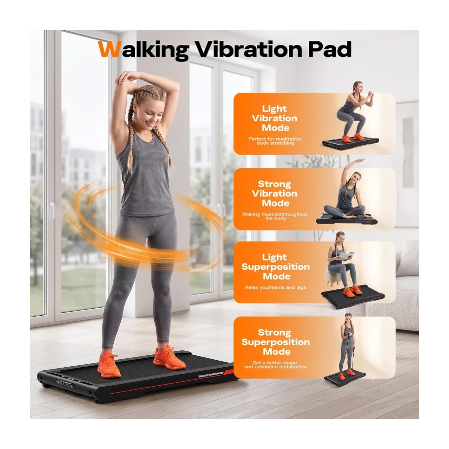 Walking Treadmill Pad with Vibration, 3.8 MPH Under Desk Treadmill with Incline