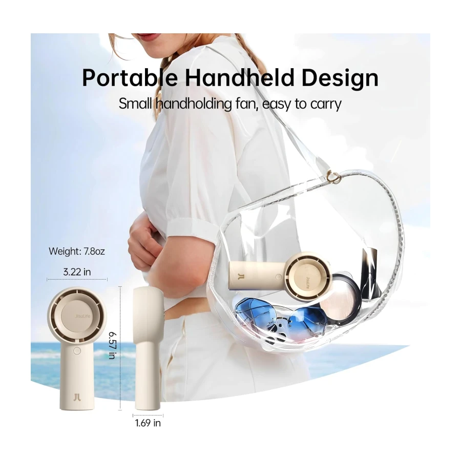 JISULIFE Portable Handheld Turbo Pocket Fan Rechargeable 4000mAh 5-Speed