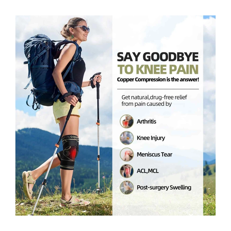 2 Pack Knee Brace with Straps for Women & Men, Knee Compression Sleeve for Running, Working Out