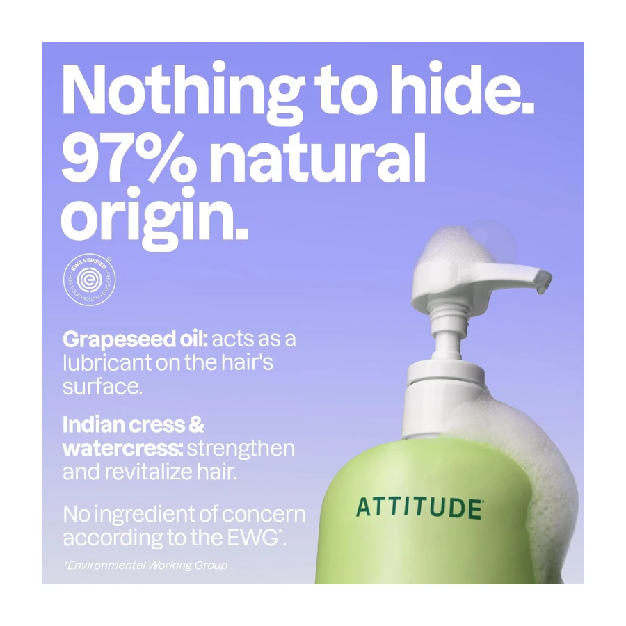 ATTITUDE Nourishing Hair Shampoo, Made in Canada, EWG Verified, For Dry and Damaged Hair