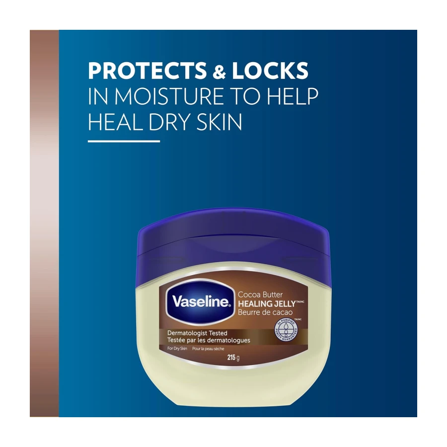 Vaseline Healing Jelly for dry skin Cocoa Butter made with triple purified petroleum jelly 215 g