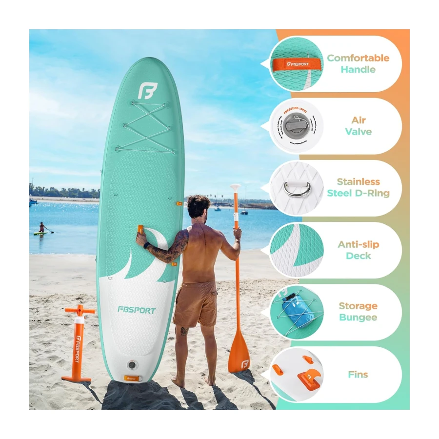 Premium Inflatable Stand Up Paddle Board Inflatable(6 inches Thick) with Durable SUP Accessories & Carry Bag | Wide Stance, Surf Control, Non-Slip Deck, Leash, Paddle and Pump for Youth & Adult