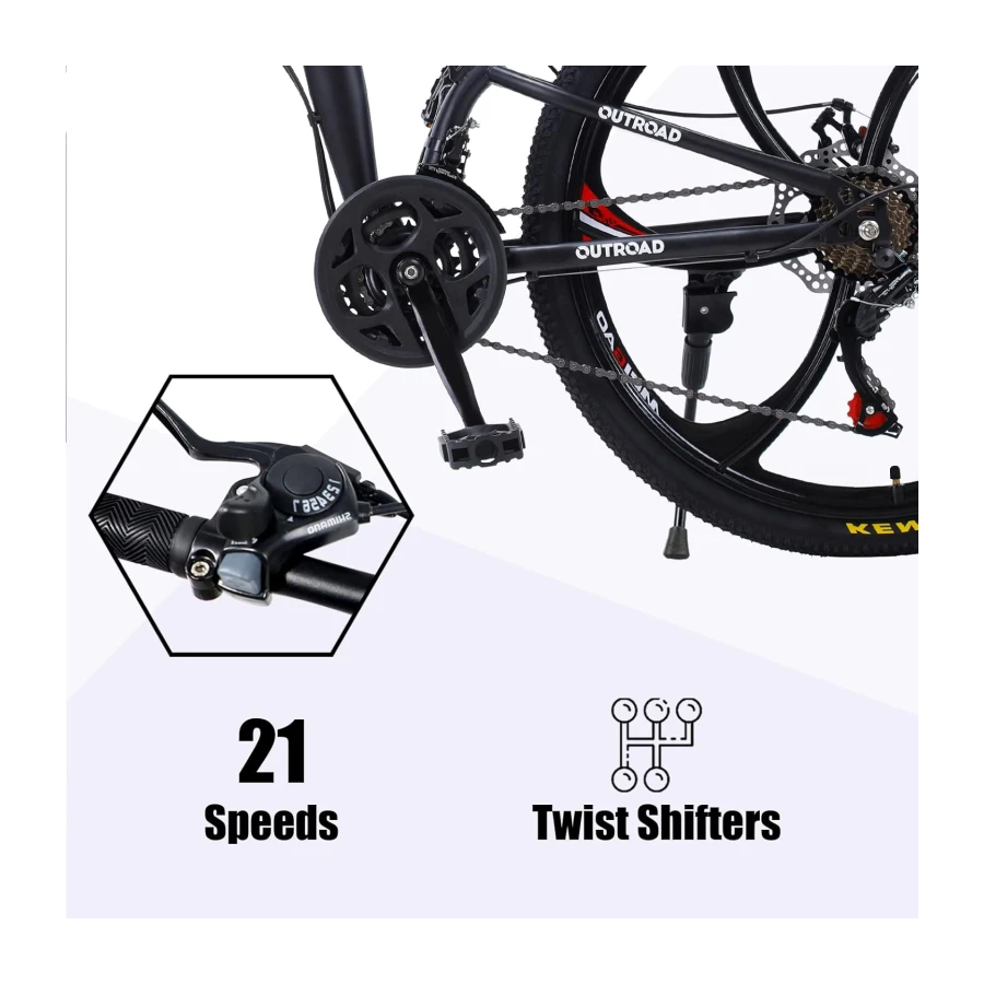 26 ich Folding Mountain Bike, 21 Speed High Carbon Steel Mountain Bike for Adults with 26 Inches Durable Tires, Front Suspension Folding Bicycle for Women and Man | 26 ich