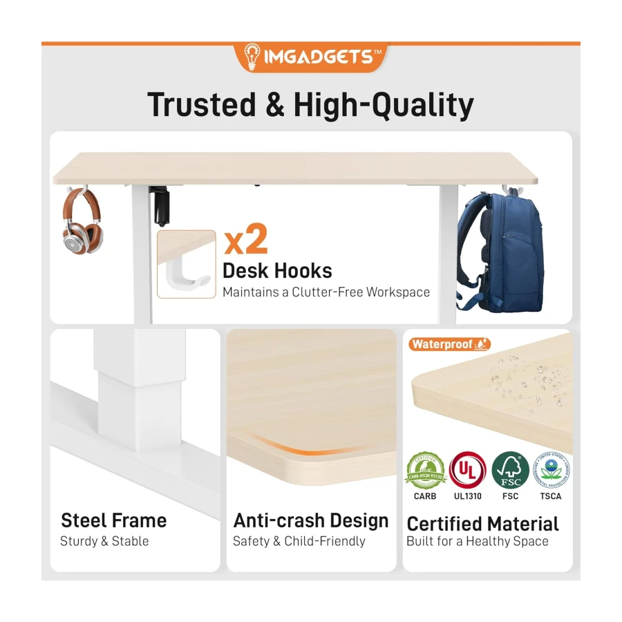IMGadgets Electric Standing Desk 55x24 Inches Height Adjustable Desk