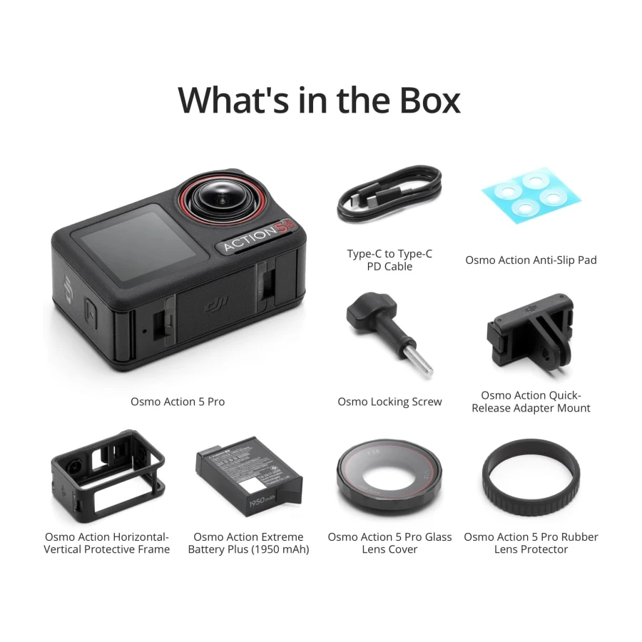 DJI Osmo Action 5 Pro Essential Combo, Waterproof Action Camera with 1/1.3" Sensor, 4K/120fps Video, Subject Tracking, Stabilization, Dual OLED Touchscreens, Action Camera 4K Ideal for Sports, Vlog