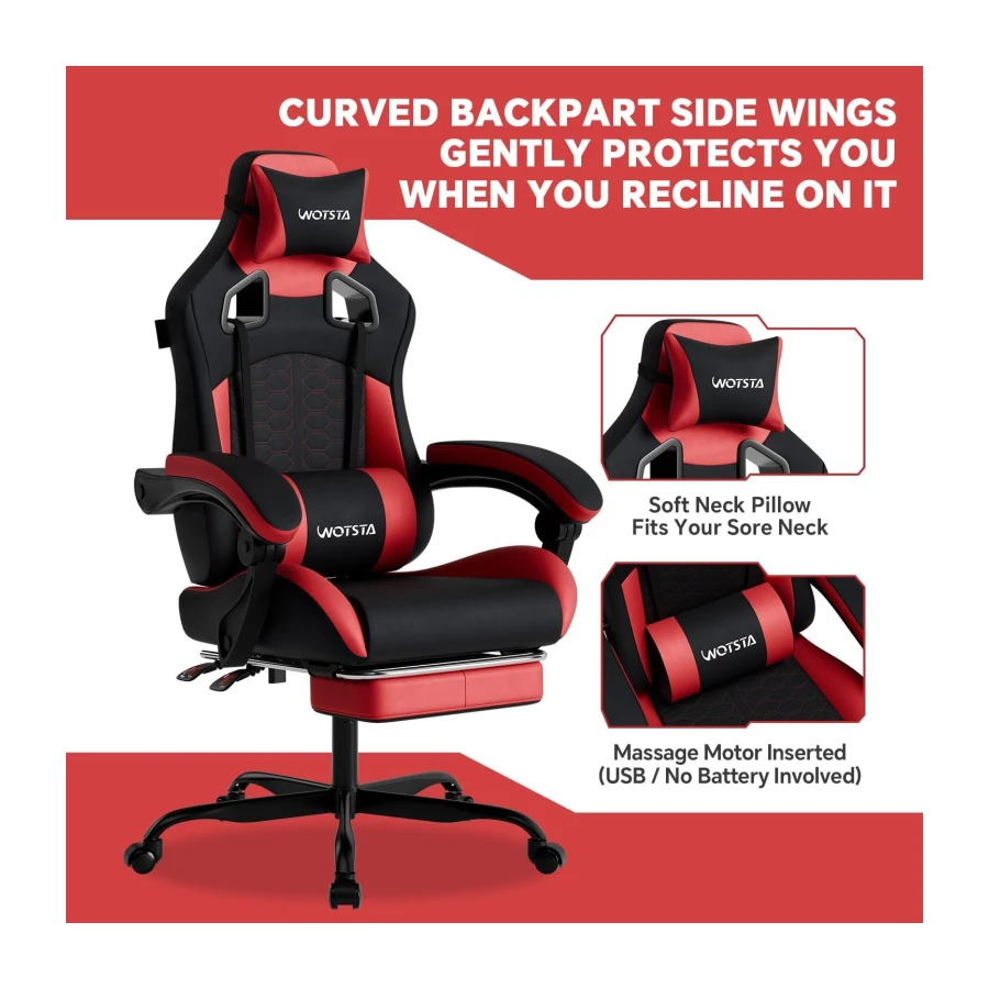 Gaming Chair with Footrest,High Back with Massage Reclining Computer Chair