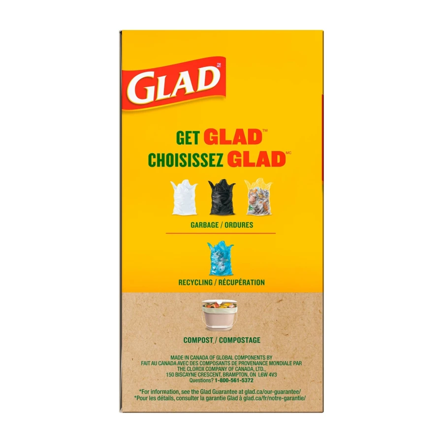 Glad 100% Compostable Bags - Small 10 Litres - Lemon scent 100 Compost Bags