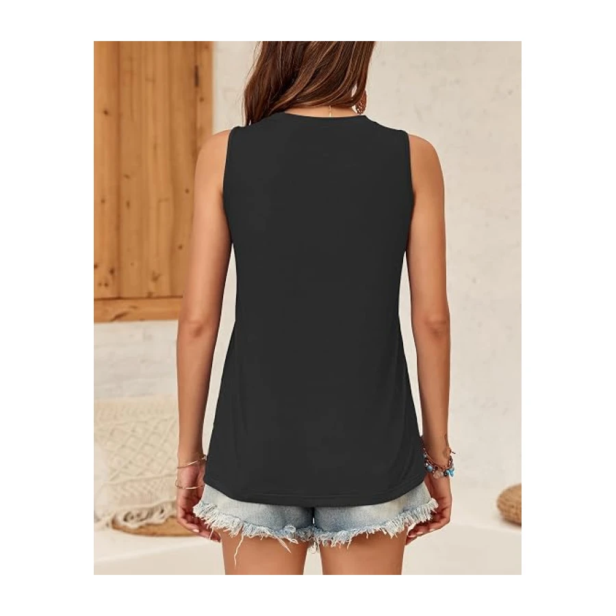 WNEEDU Womens Summer Tank Tops 2026 Sleeveless Crewneck