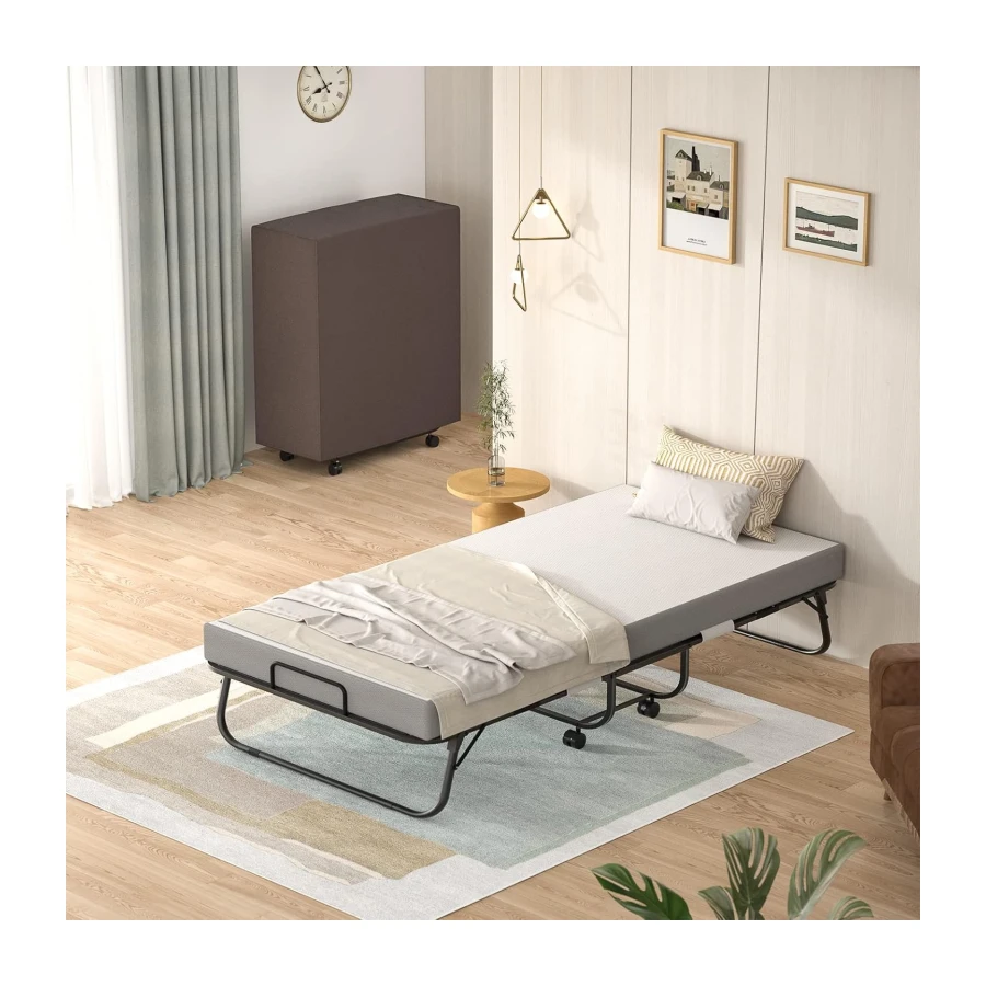75" x 31" Folding Bed with Mattress and Storage Cover, Cot Size