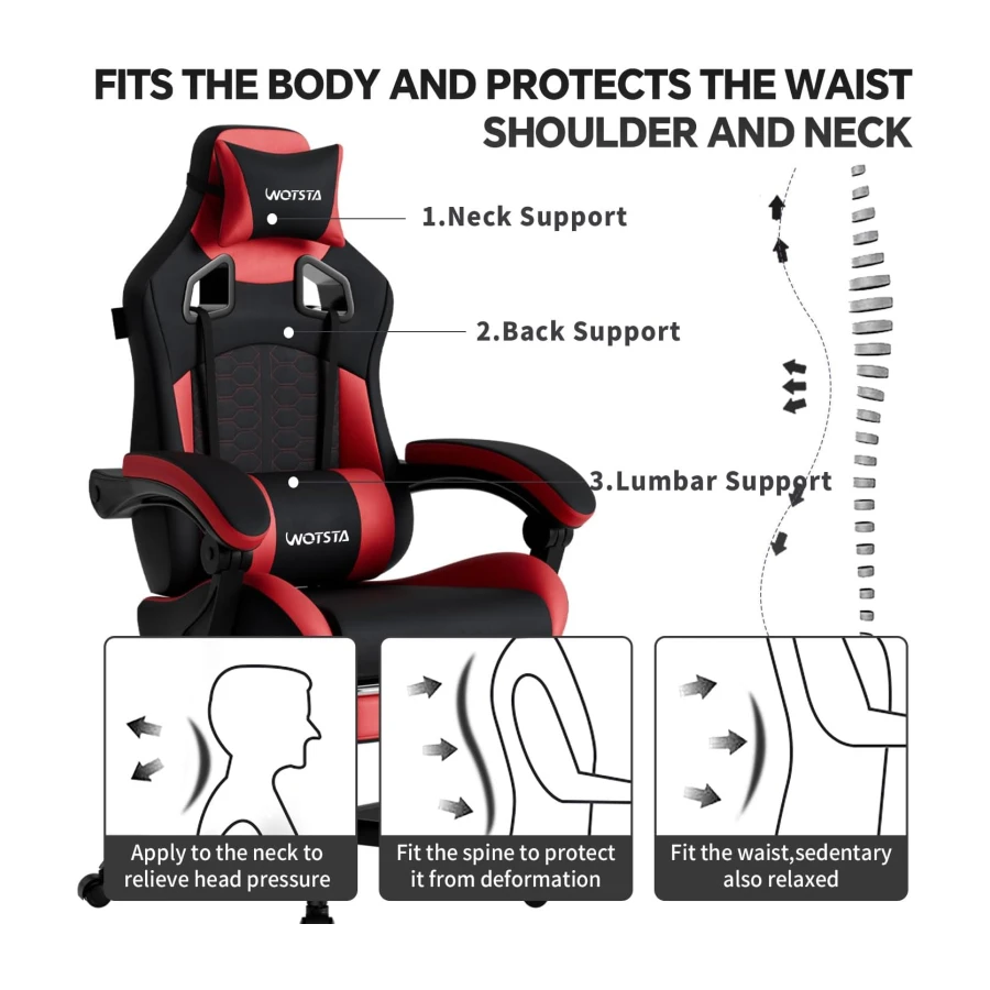 Gaming Chair with Footrest,High Back with Massage Reclining Computer Chair