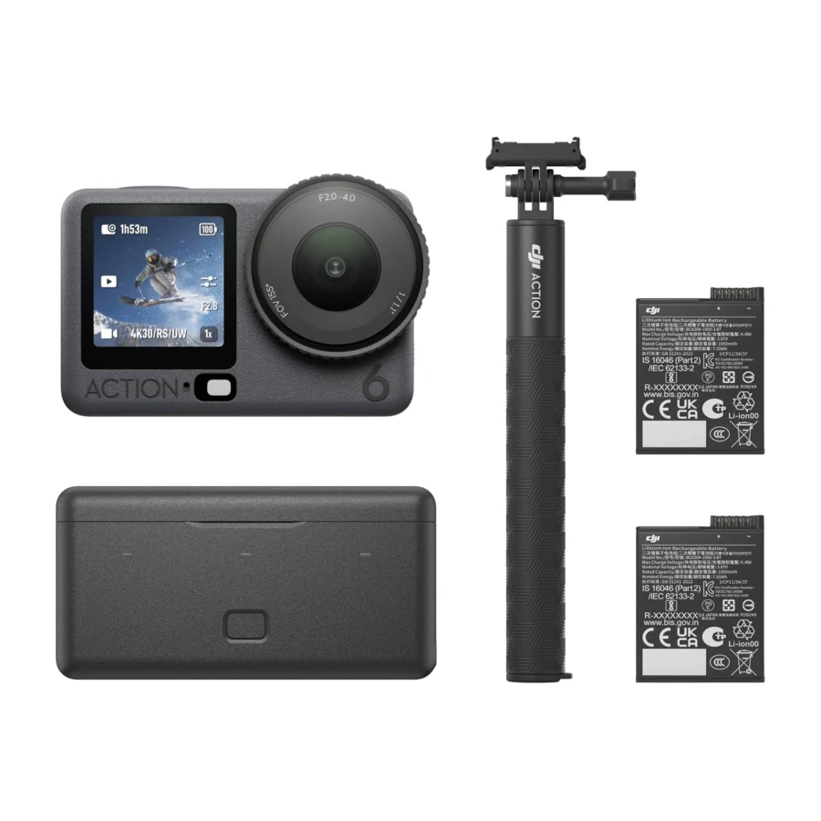 DJI Osmo Action 6 Enhanced Combo, Action Camera with 1/1.1″ Square Sensor, Variable Aperture of f/2.0–f/4.0, Extended Battery Life with 2 Batteries, Action Camera 8K for Extended Outdoor Filming